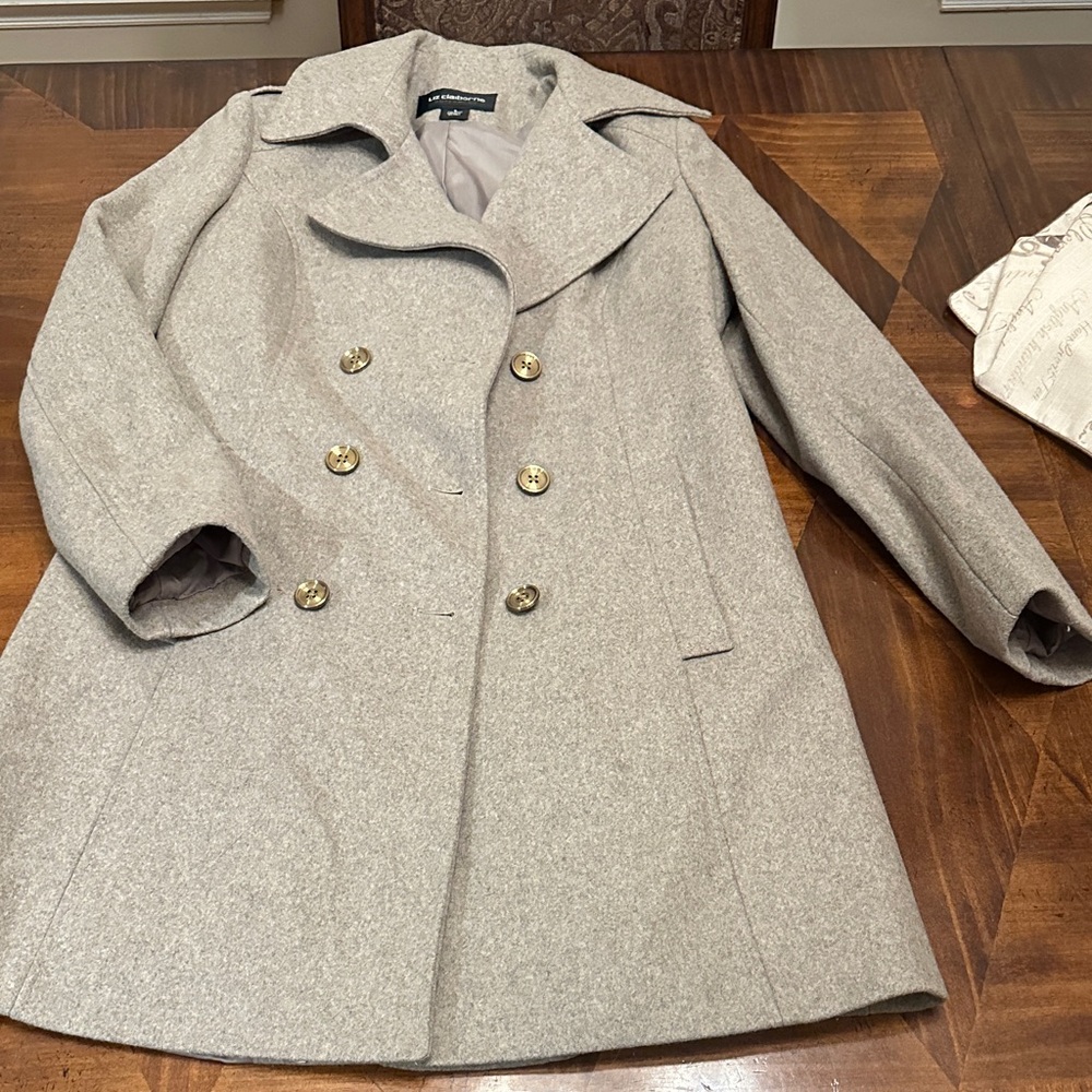 Liz Claiborne Tan Double-Breasted Pea Coat Women’s size Small